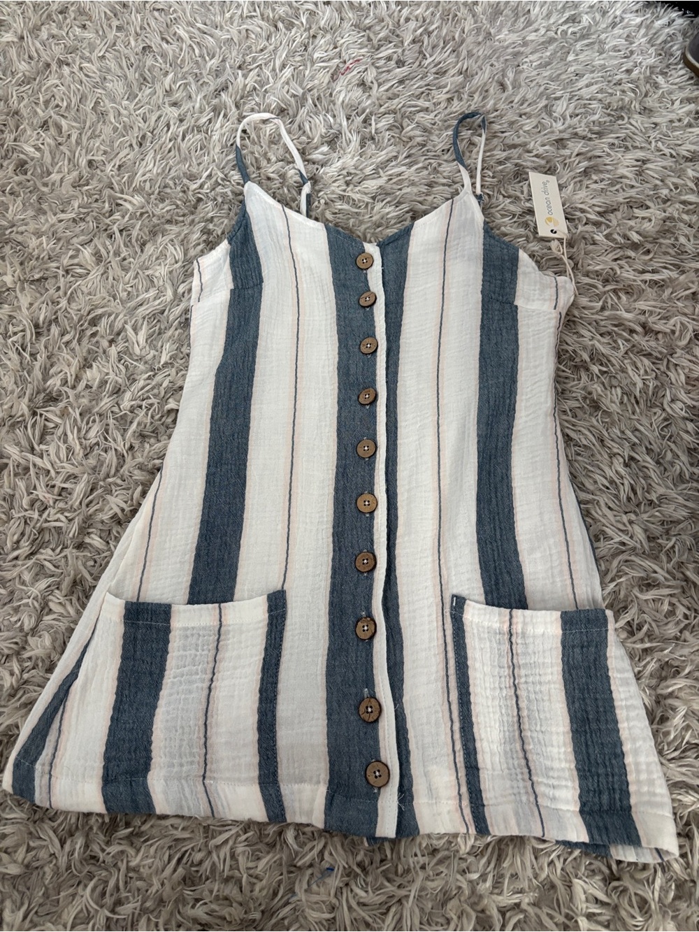 Ocean Drive Striped Button-Down Mini Dress Size Small New With Tags